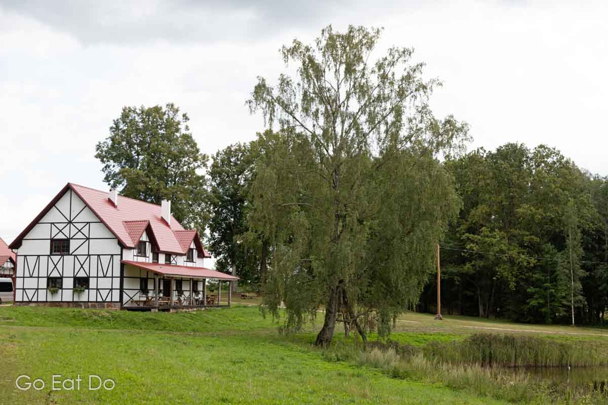 A timber-framed building on Klajumi horse ranch, it's relaxing vibe is one of the reasons to visit Latgale, Latvia.