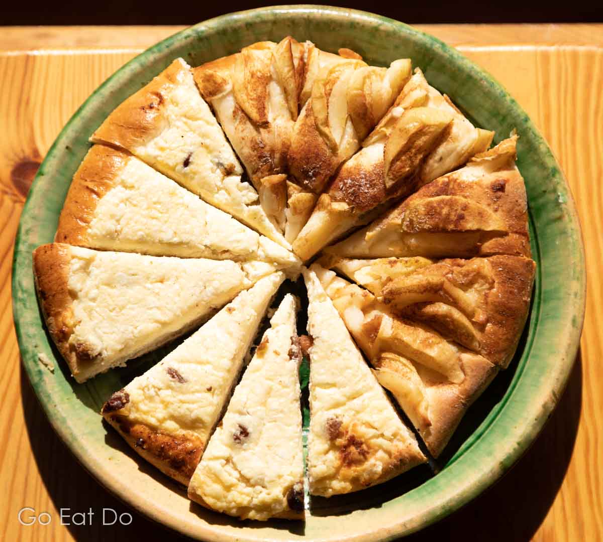 Slices of pie on a plate at the Bread Museum at Aglona in Latvia.