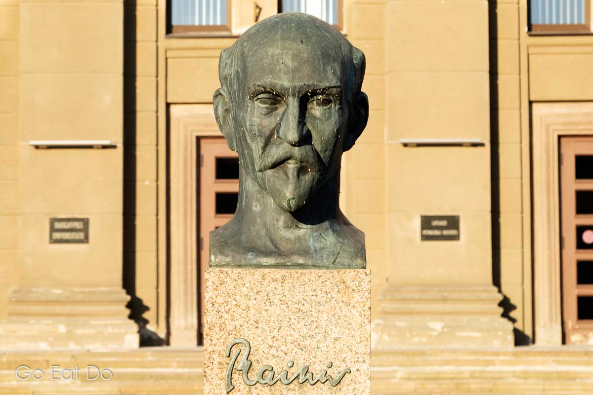 Bust of Rainis (Jānis Pliekšāns), the celebrated Latvian poet, outside of Daugavpils University.