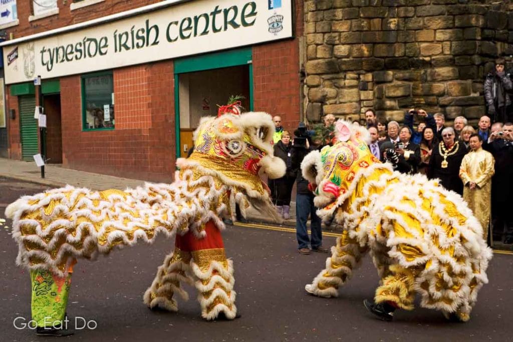A dragon dance during Chinese New Year celebrations at Stowell Street in Newcastle, England.