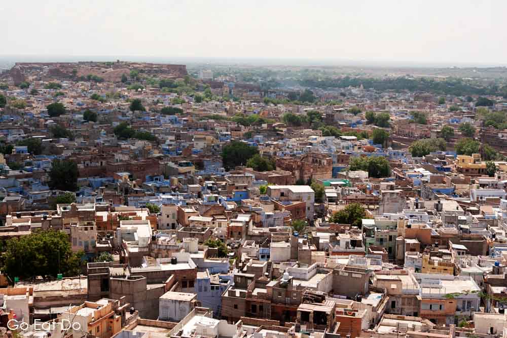 Rooftops in the city of Jodphur, India.