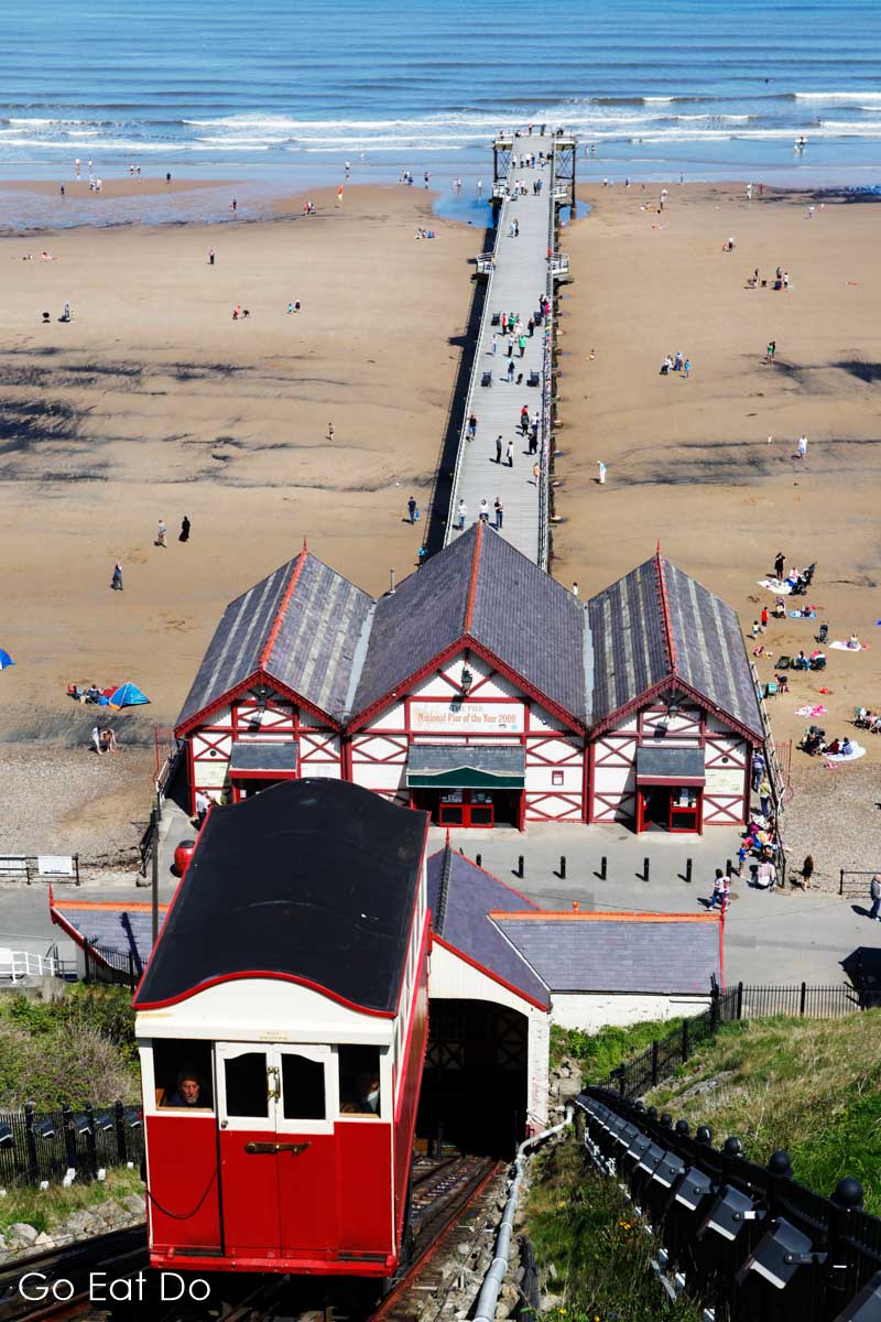 The Saltburn Cliff Lift funicular at Saltburn-by-the-Sea in Cleveland.
