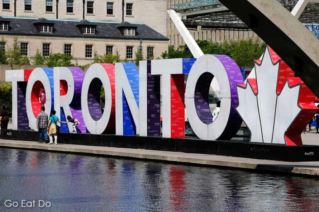 Sign at Nathan Phillips Square in downtown Toronto, Ontario.
