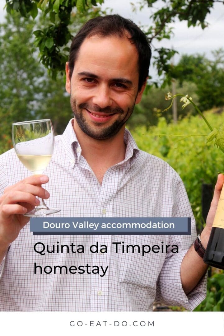 Pinterest pin for Go Eat Do's blog post about the Quinta da Timpeira homestay in the Douro Valley, Portugal.