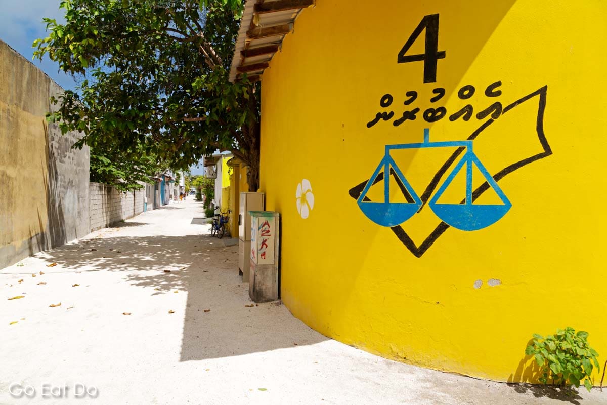 Colourful wall on one of the Maldives local islands