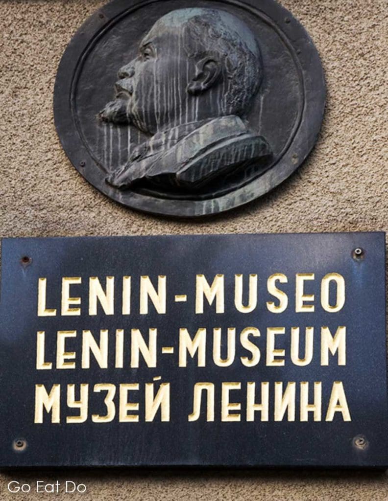 Plaque outside of the Lenin Museum in Tampere, Finland, in the building where Lenin and Stalin first met.