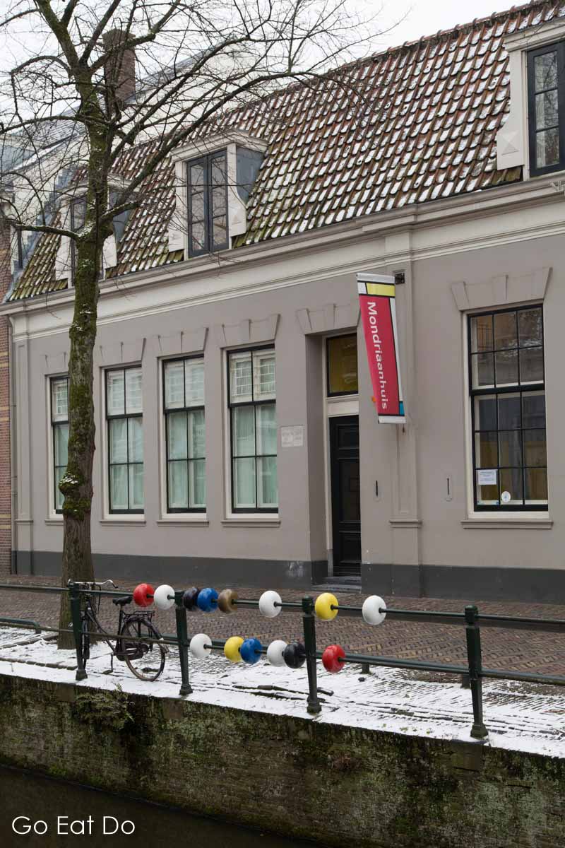 Exterior of the Mondrian House, known as the Mondriaanhuis in Dutch, the birthplace of Piet Mondrian, in Amersfoort.
