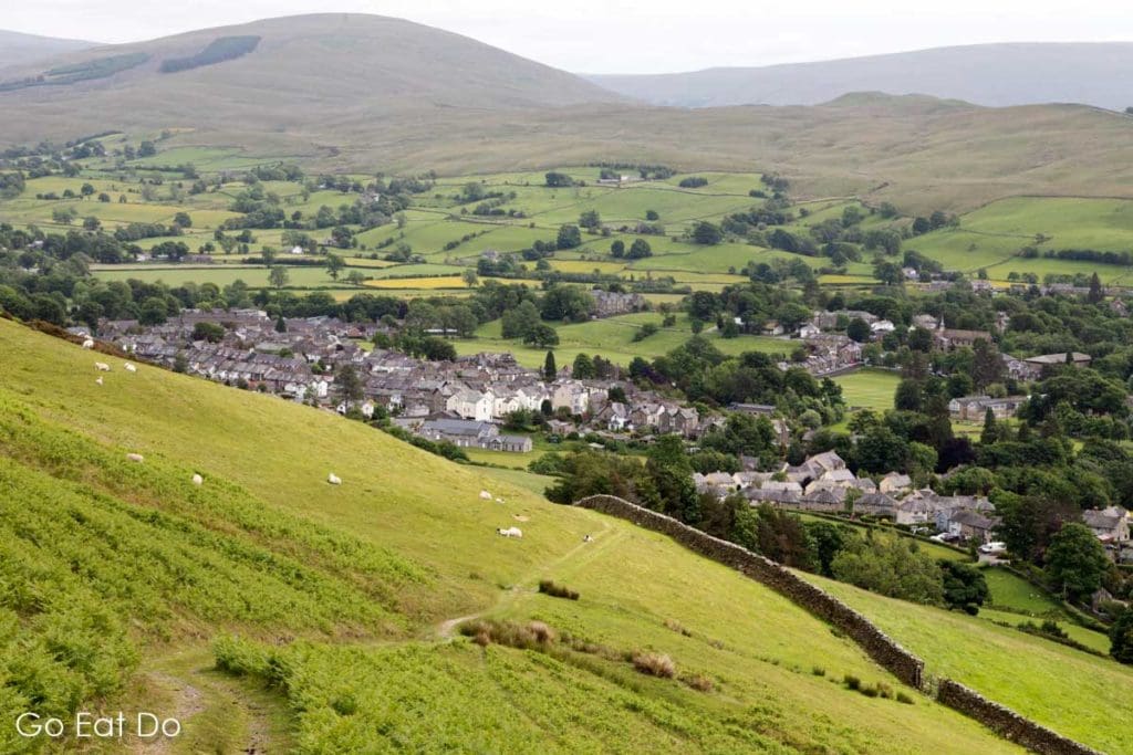 Footpath above the Cumbrian town of Sedbergh. The gastropub is an ideal base for walking in the Yorkshire Dales or Lake District National Park.