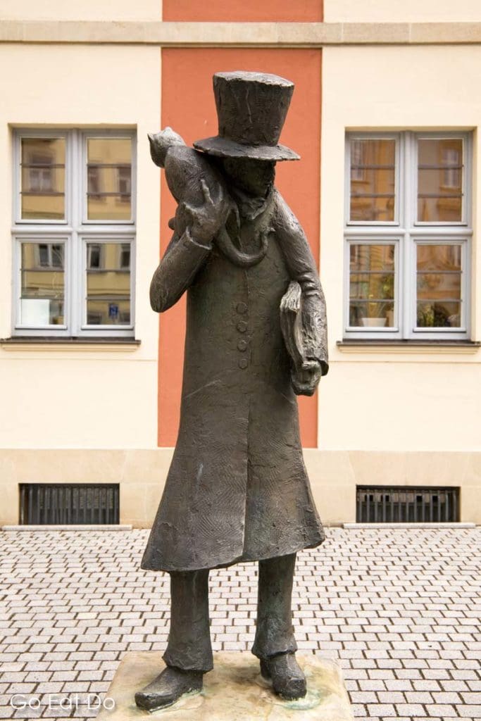 Bamberg's principal theatre is named after author E.T.A. Hoffmann (1776-1822), whose city centre depicts him wearing a top hat with a cat and a book.