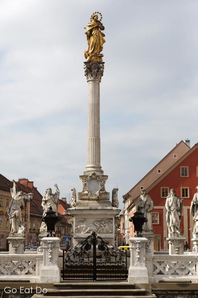 The Plague Column (Kužno znamenje) at the Main Square (Glavni trg) in Maribor, erected after the plague outbreak of 1680.