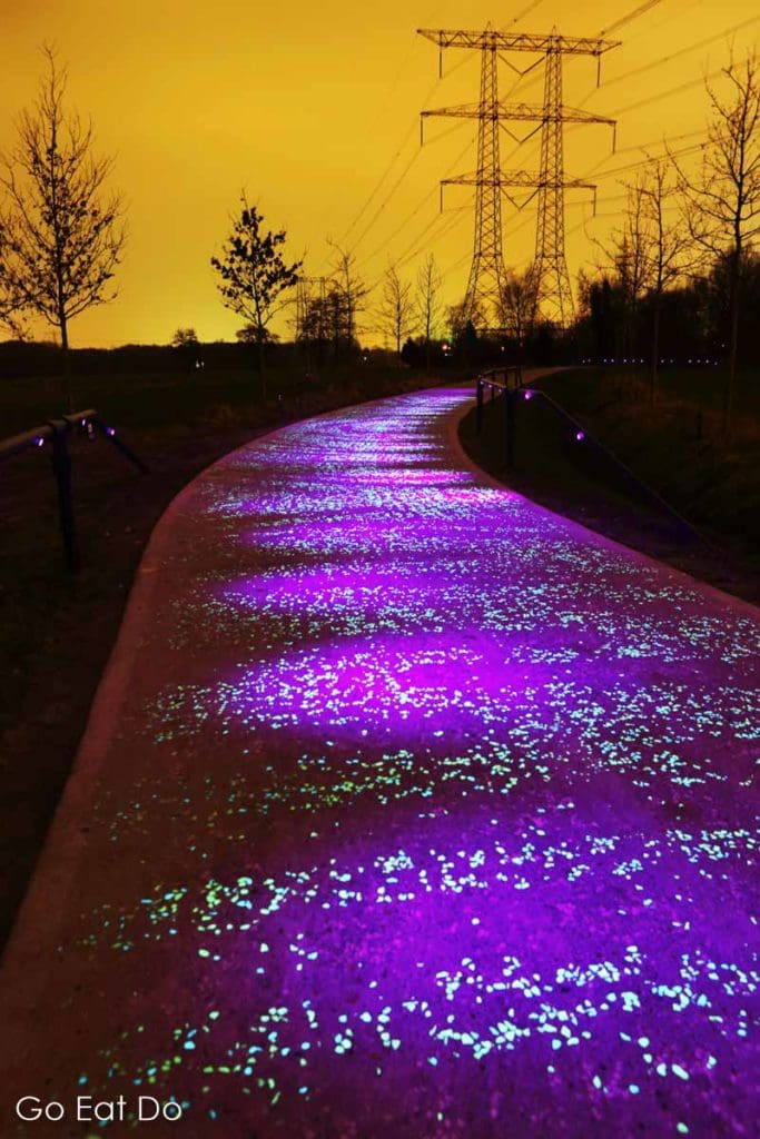 Van Gogh-Roosegaarde cycle path near Eindhoven inspired by Vincent van Gogh's painting The Starry Night.