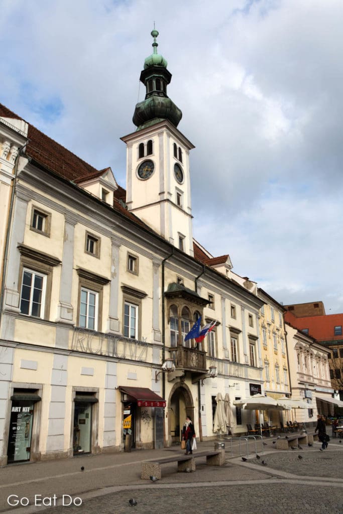 Maribor town hall (Mariborski rotovž) on the city's Main Square (Glavni trg).