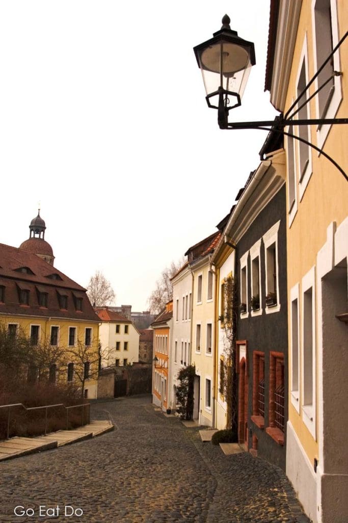 One of the cobbled streets in Görlitz, one of the most beautiful cities in Germany