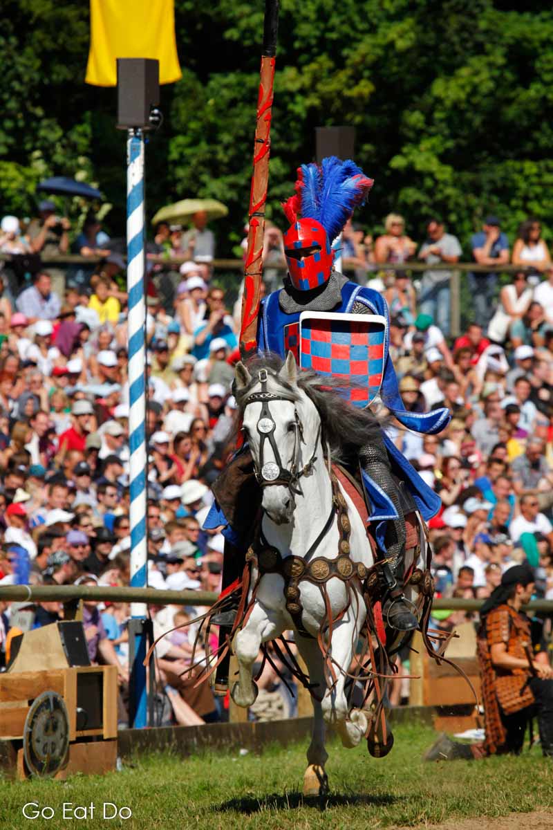 Knight holding a lance used in medieval jousting