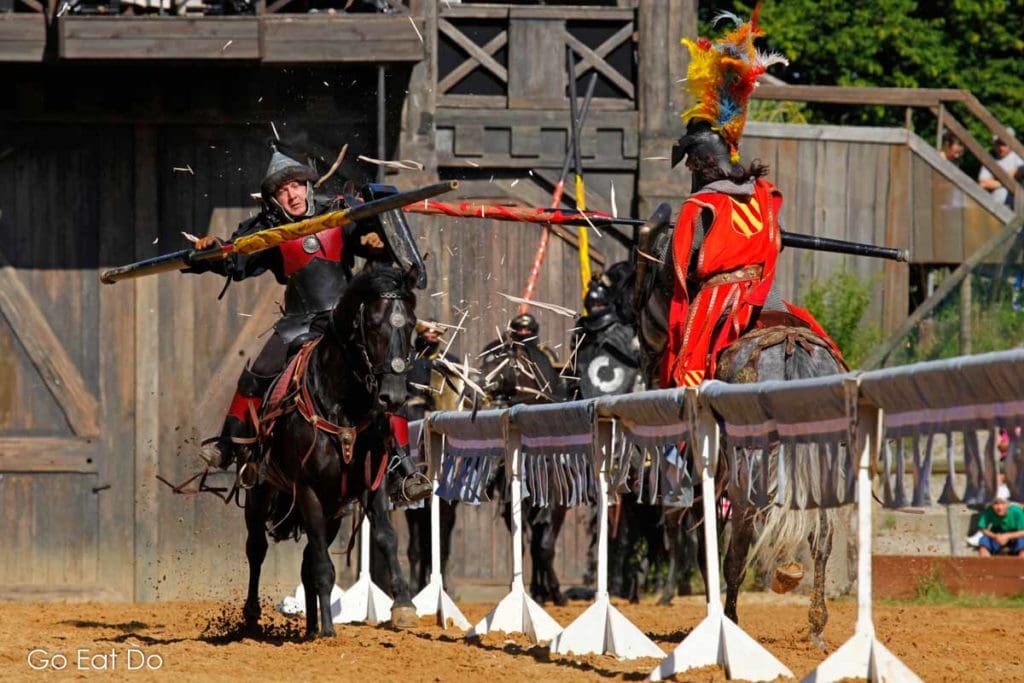Medieval-style jousting during the Kaltenberg Knights' Tournament.