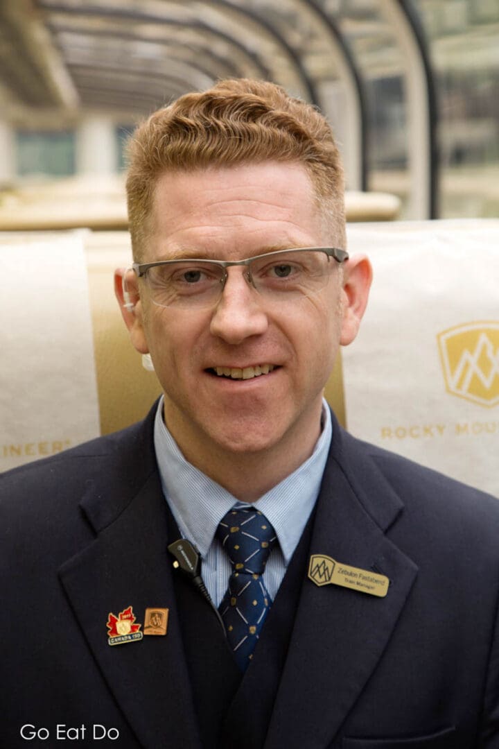 Rocky Mountaineer train manager Zebulon Fastabend.