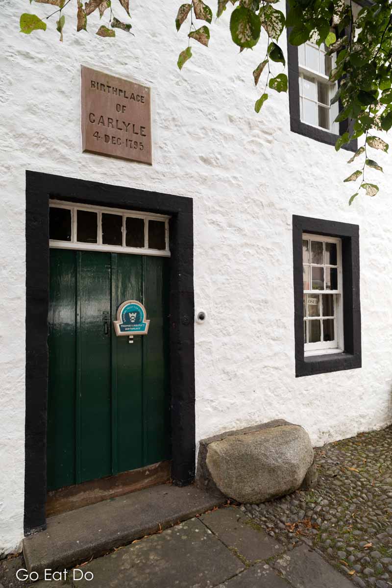 Door at the birthplace of Thomas Carlyle in Ecclefachan, Scotland.