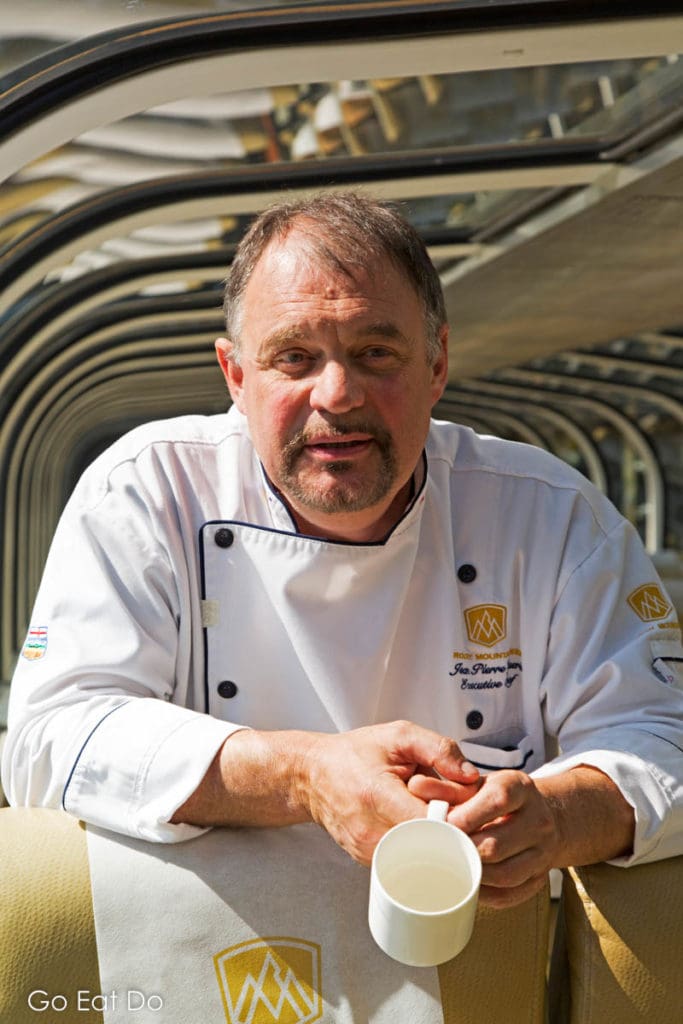 Executive chef jean Pierre Guerin on board the Rocky Mountaineer.