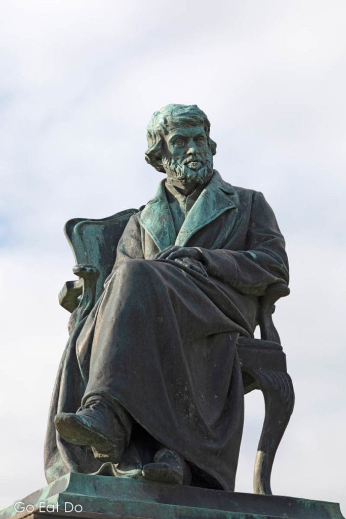Statue of Thomas Carlyle, one of Scotland's greatest writers, in Ecclefechan.