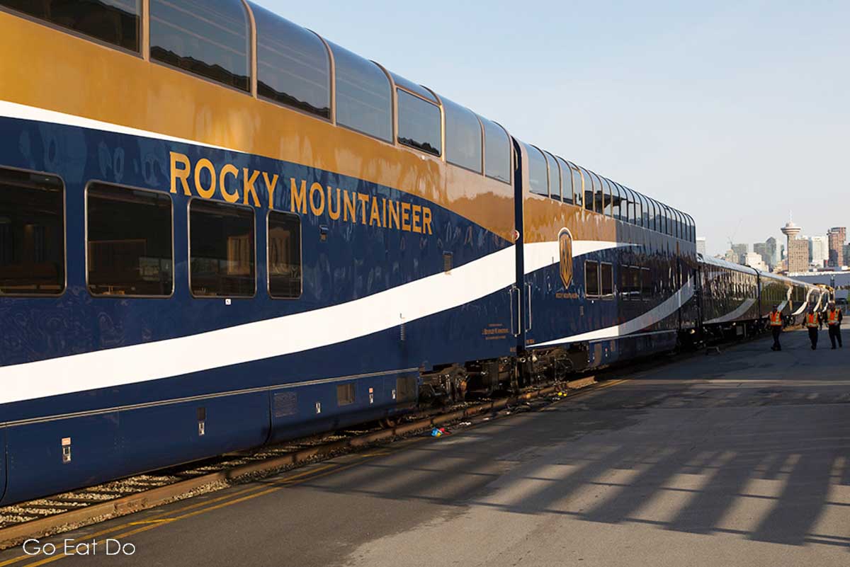 The Rocky Mountaineer about to depart Vancouver, British Columbia.