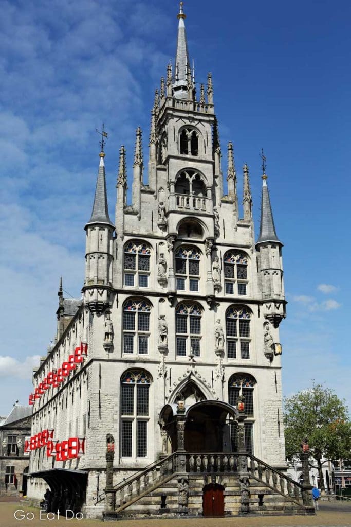 The city hall in Gouda, a Dutch city well connected by NS trains.