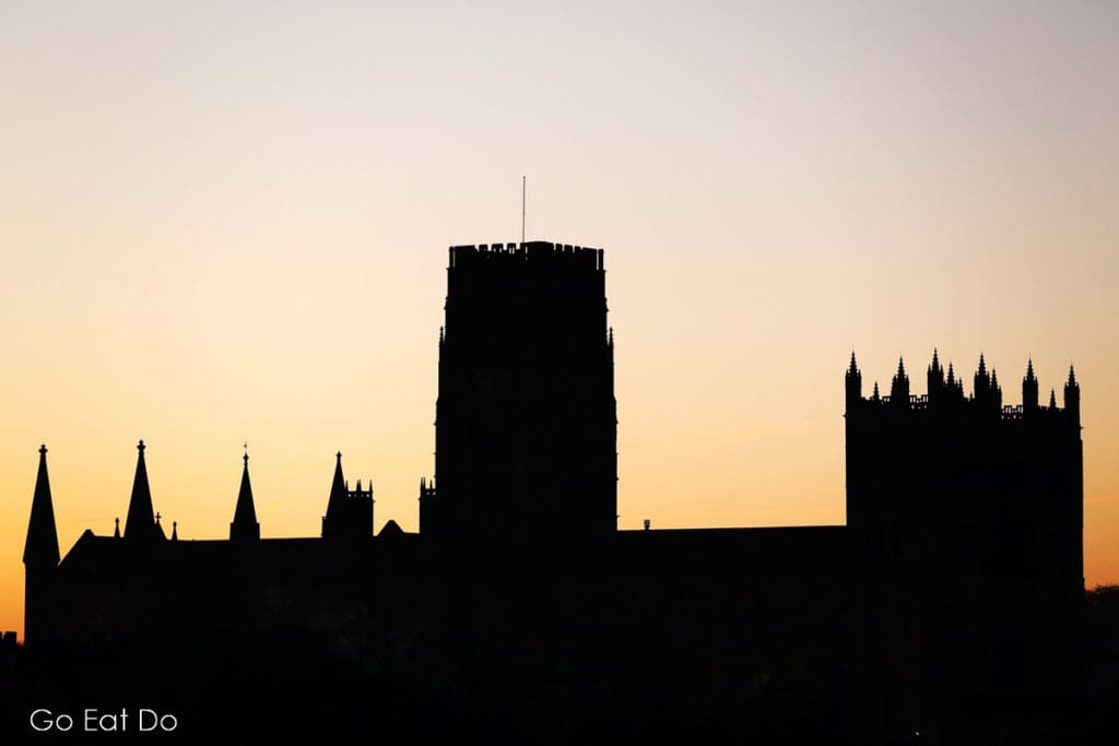 A golden sunrise above Durham Cathedral - visiting the historic landmark counts among the best things to do in County Durham.