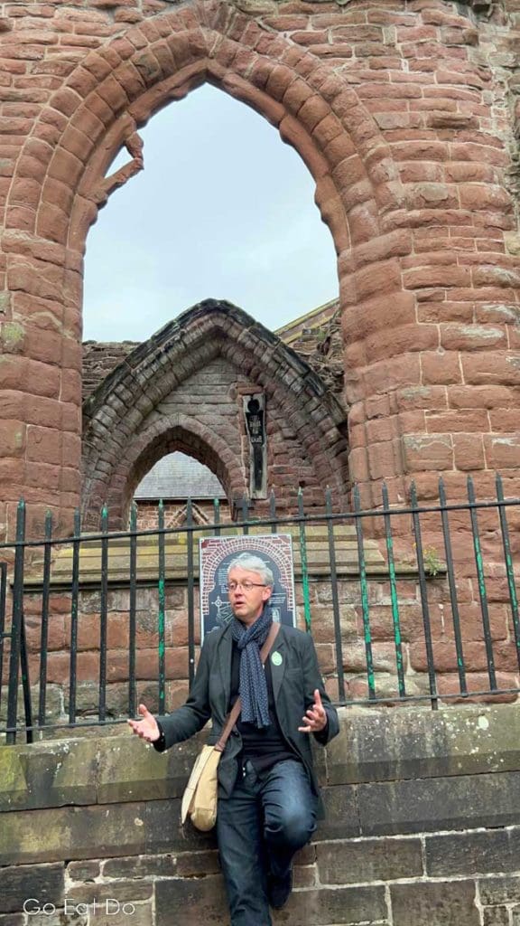 Chester walking tour guide David Atkinson at St John's Church during one of his Dark Chester tours