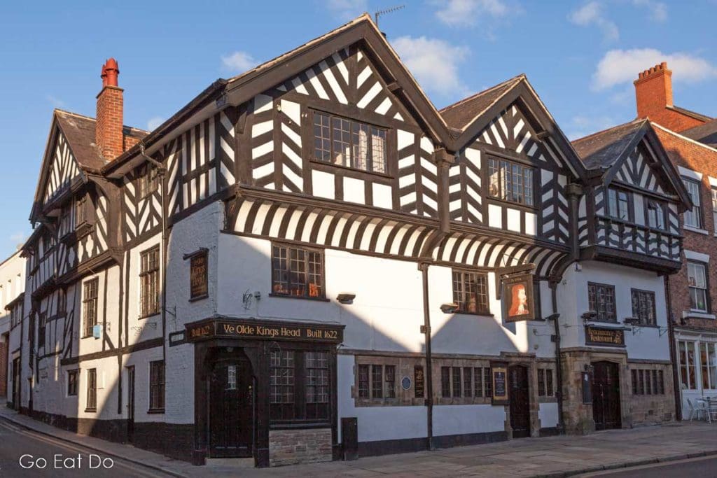 The half-timber facade of the Old Kings Head pub in Chester, venue of My Haunted Hotel.