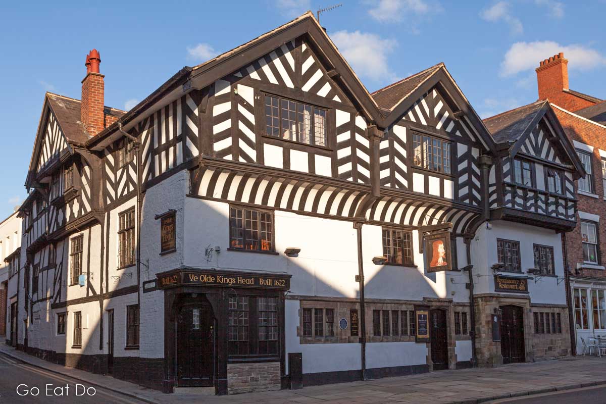 The half-timber facade of the Old Kings Head pub in Chester, venue of My Haunted Hotel.