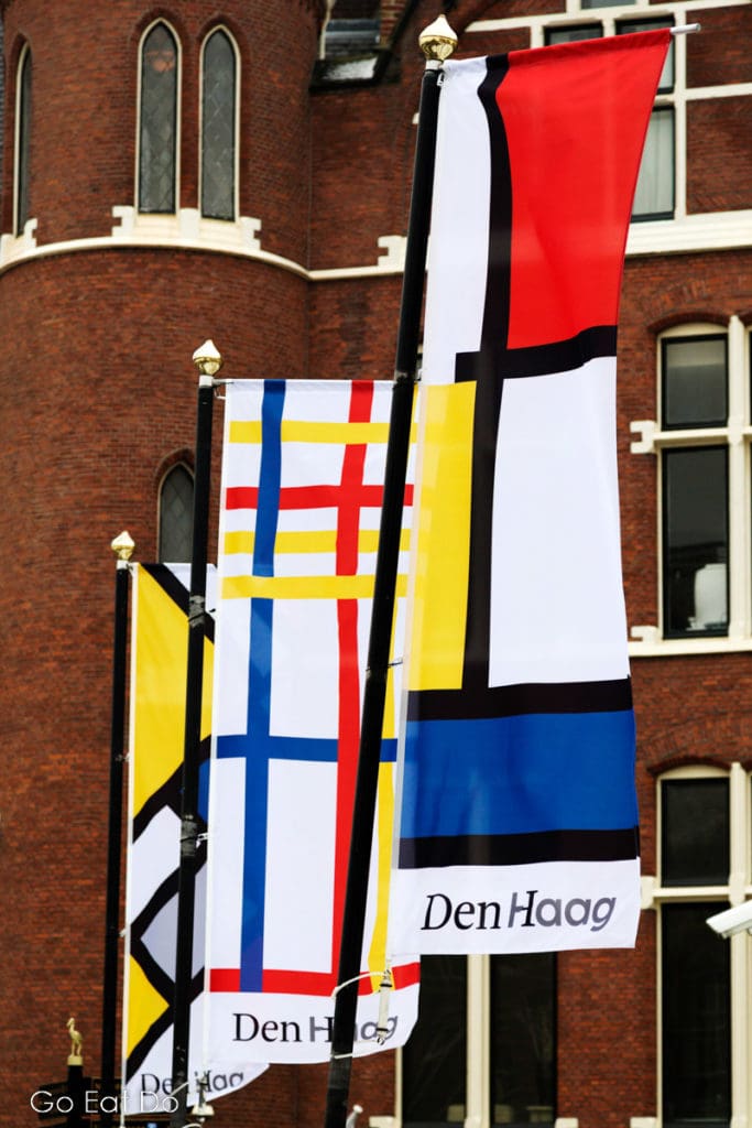 De Stijl inspired flags flying in the Netherlands.