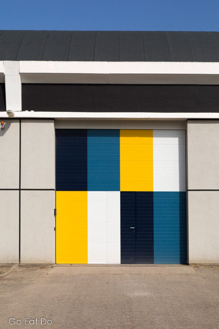 Door of the De Ploeg factory, designed by Gerrit Rietveld, at Bergeijk in the Netherlands