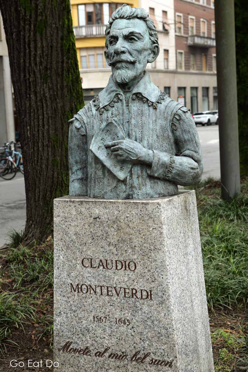 Bust of composer Claudio Monteverdi in Cremona.