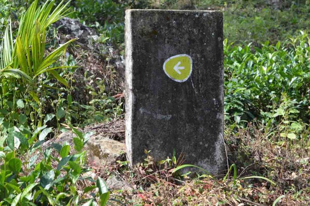 Trail marker on Stage One of The Pekoe Trail in Sri Lanka