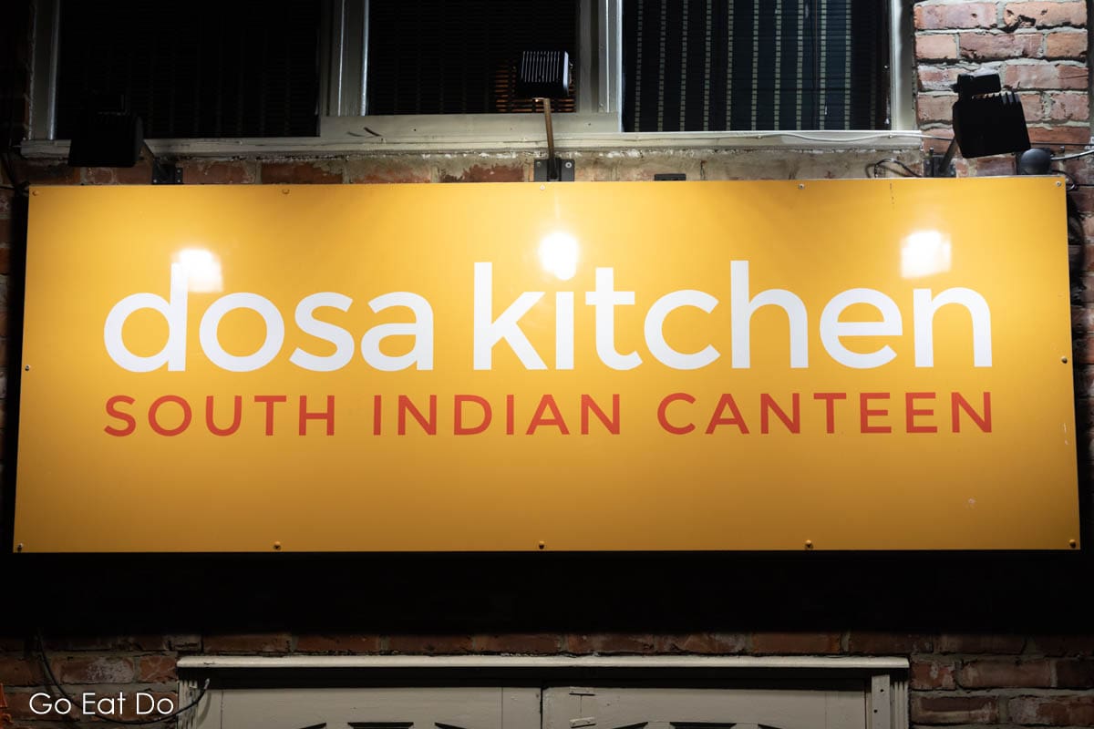 Sign for the Dosa Kitchen South Indian Canteen in Newcastle.