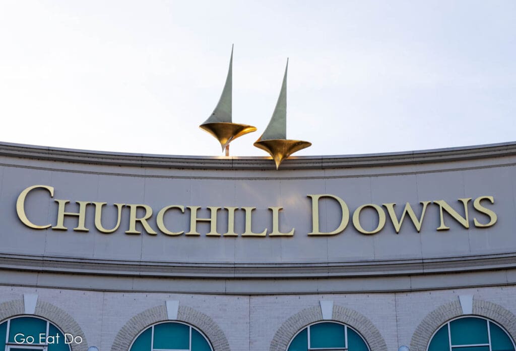 Sign for Churchill Downs Racetrack in Louisville, Kentucky.