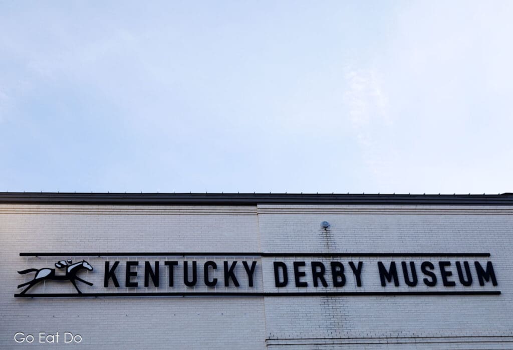 Sign for the Kentucky Derby Museum at Churchill Downs Racecourse in Louisville, Kentucky.