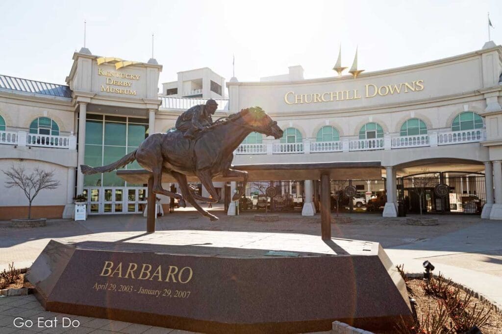 Statue of Barbaro outside of the Kentucky Derby Museum and Churchill Downs Racecourse.