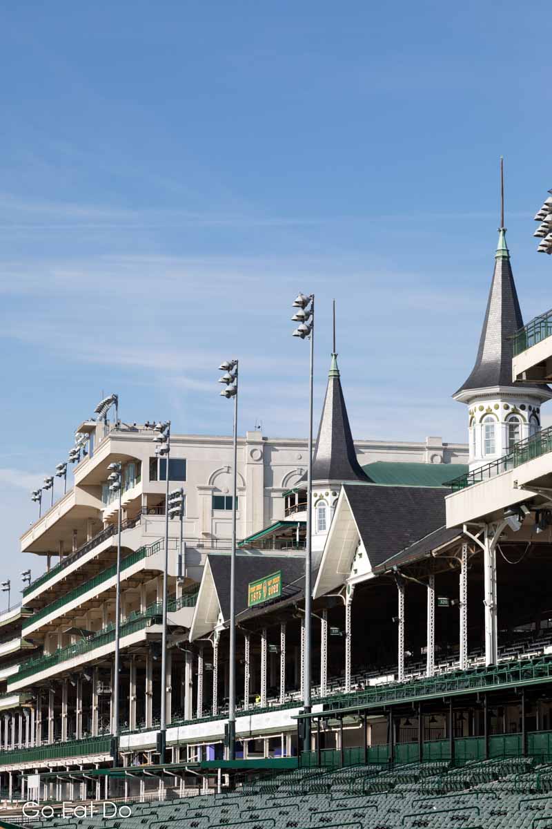 The grandstand at Churchill Downs racetrack, the venue of the Kentucky Derby.