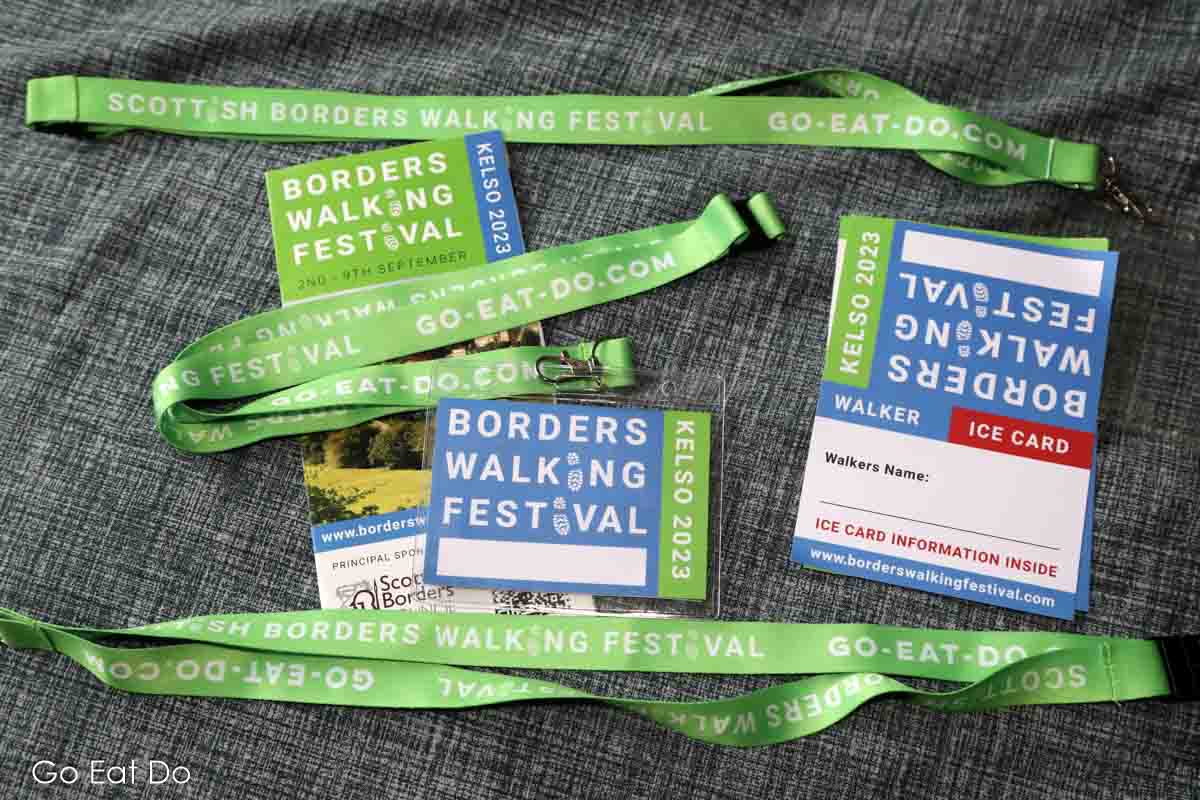 Scottish Borders Walking Festival lanyards and name tags.