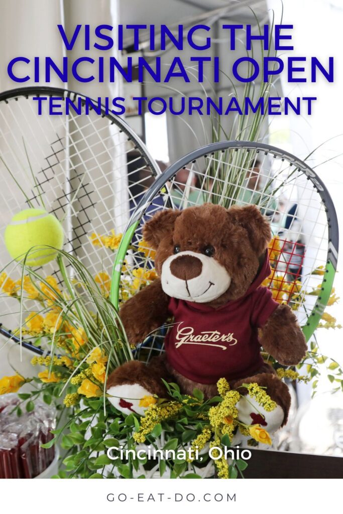 Pinterest pin for Go Eat Do's blog post about visiting the Cincinnati Open tennis tournament in Ohio.