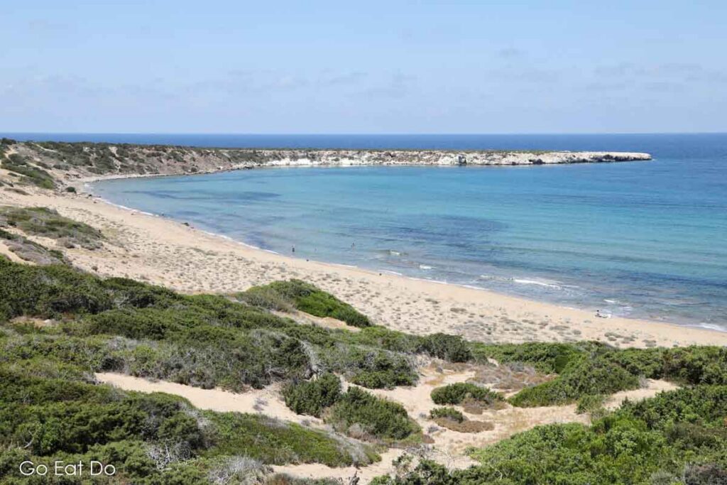 Beach with turtle nests on the Akamas Peninsula of Cyprus.