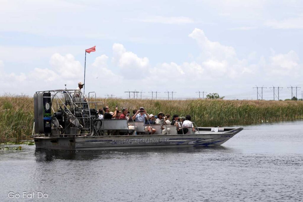 An airboat ride near Fort Lauderdale at Sawgrass Recreation Park in Florida.