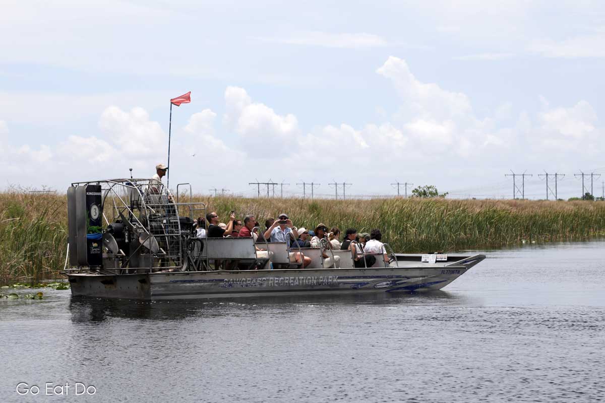 An airboat ride near Fort Lauderdale at Sawgrass Recreation Park in Florida.