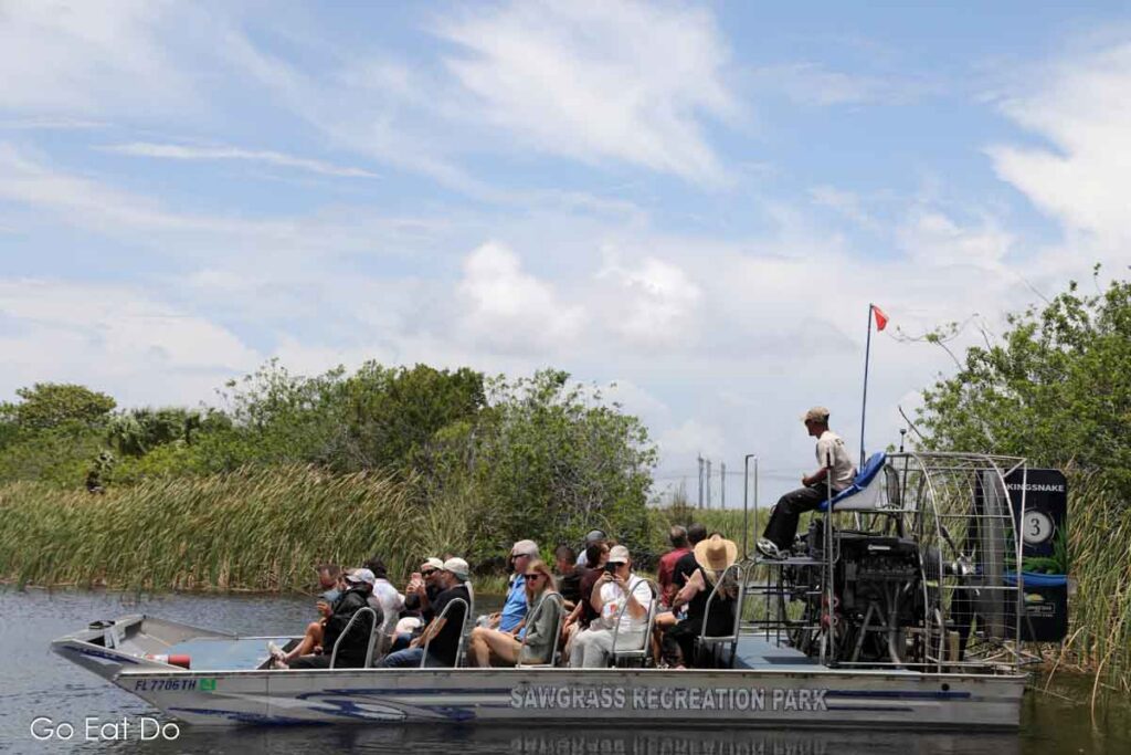 People on an airboat ride near Fort Lauderdale.
