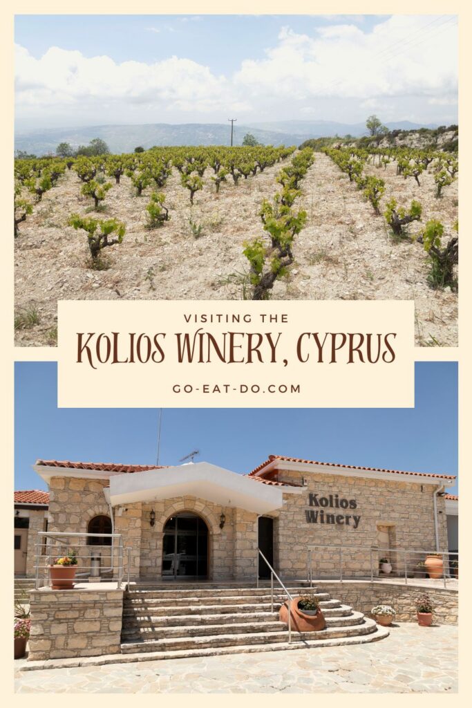 Pinterest pin for Go Eat Do's article about visiting Kolios winery near Paphos, Cyprus