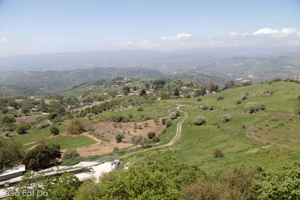 View of landscape from tasting room Kolios winery near Paphos Cyprus