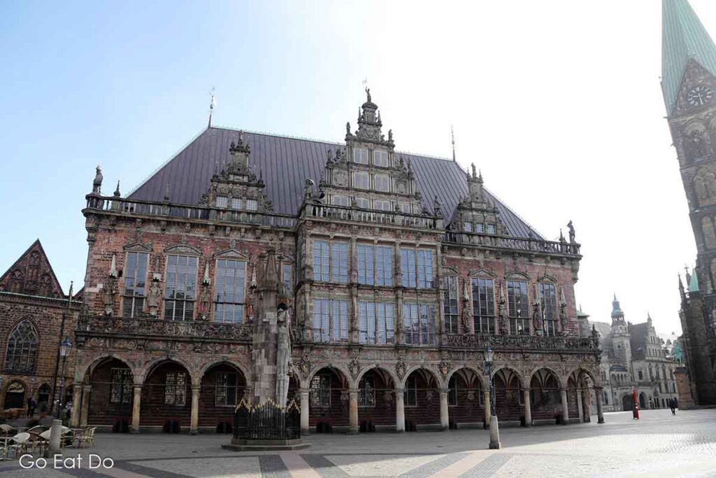 The city hall is next to the Rolant statue and near the cathedral, and one of the must-visit attractions during a weekend break in Bremen.