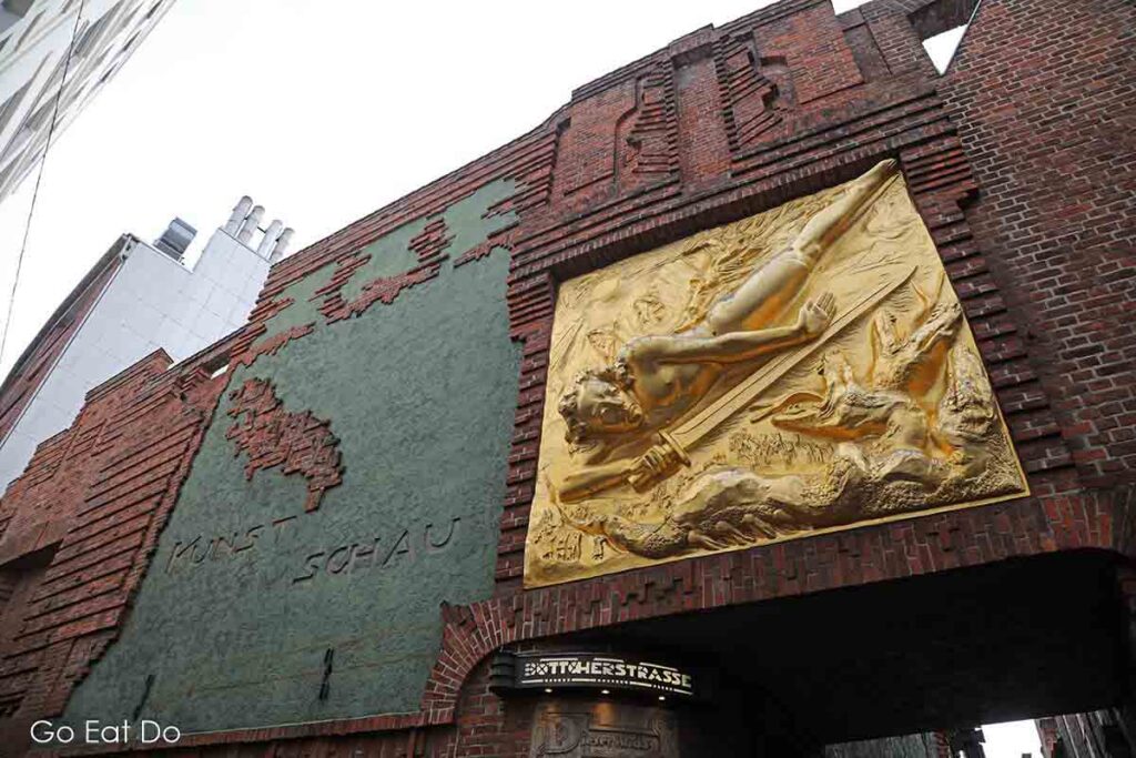 The golden mural at Boettcherstrasse in Bremen.